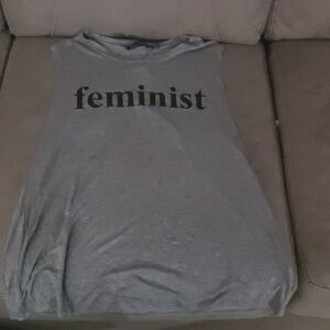 Rock ❤️ Rose Couture Feminist Graphic Tank Top - Grey NWT